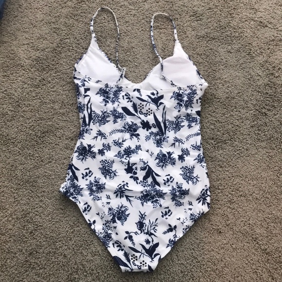 🌴 blue white one piece swimsuit mesh - Picture 2 of 2